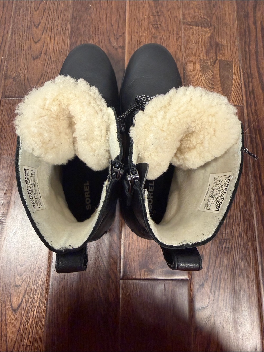Sorel Black Waterproof Leather Shearling Lace Up Boots Size 7 - Picture 4 of 7